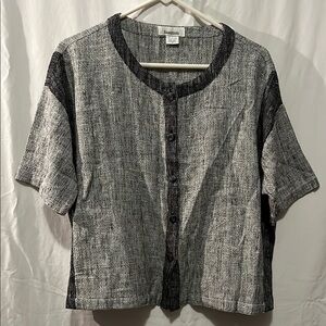 Gray and Black Short Sleeve Button Down Shirt